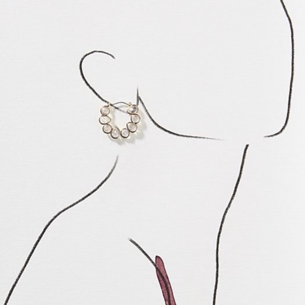 Anthropologie Margot Hoop Earrings Sparkly Gold - Picture 6 of 6